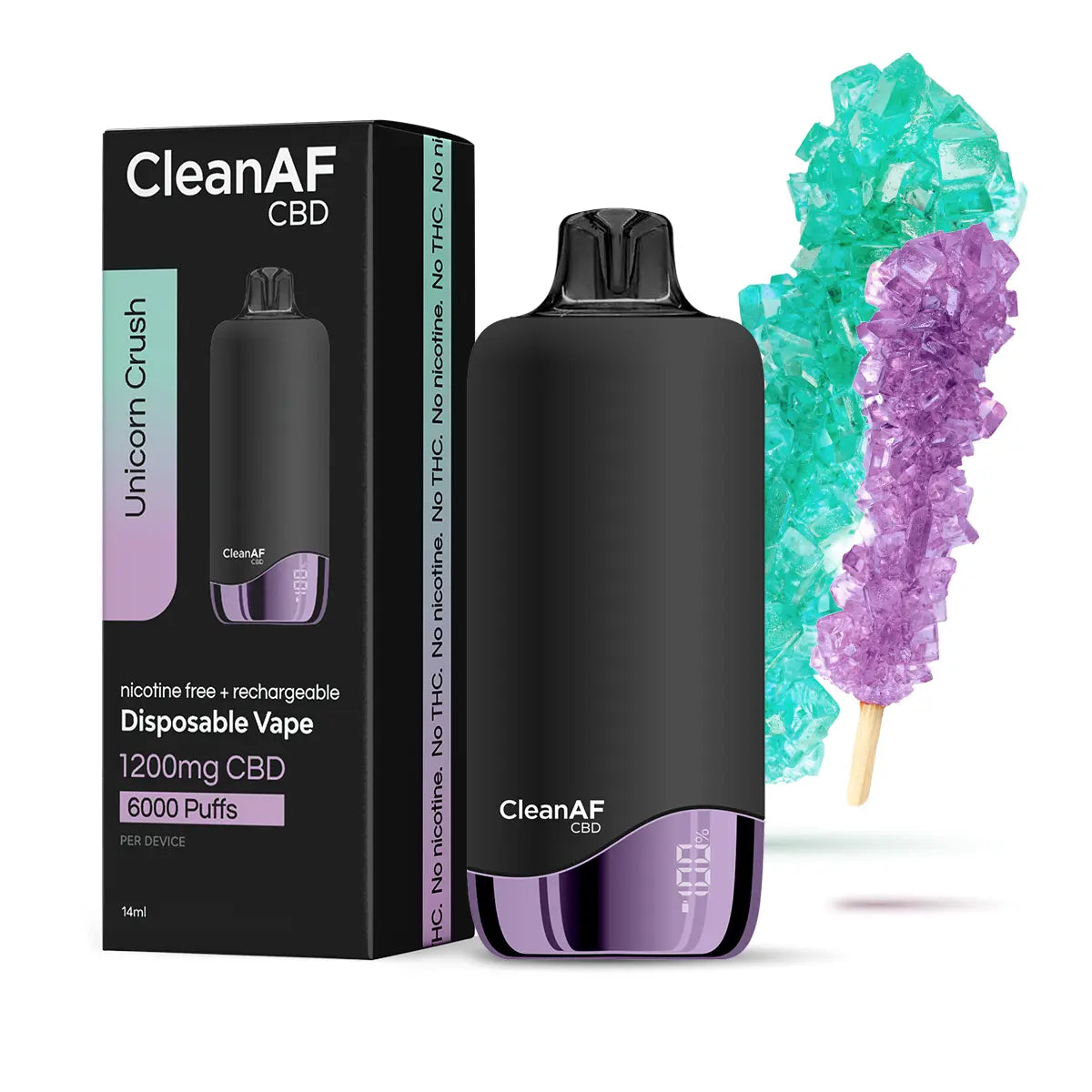 CBD Unicorn Crush Vape - Zero Nicotine & THC Free  CleanAF CBD