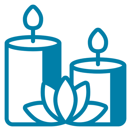 two candles representing anxiety relief with CBD icon