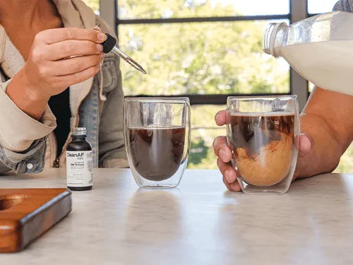 couple using THC tinctures in their coffee