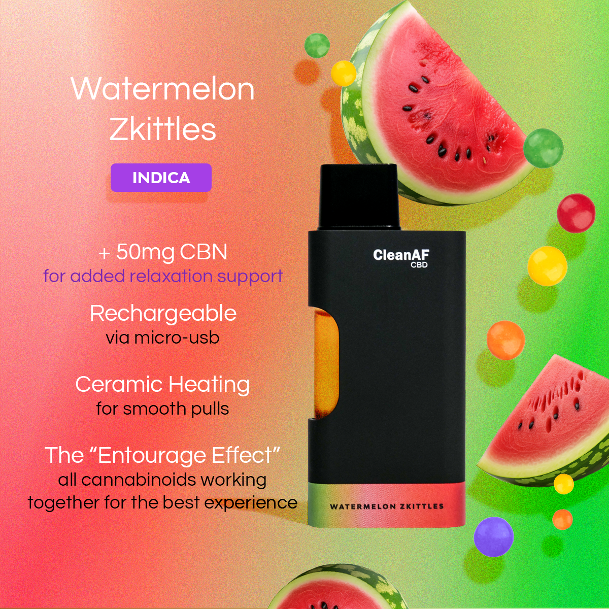 2 Gram Full Spectrum CBD Vape Pen - Watermelon Zkittles [Indica]