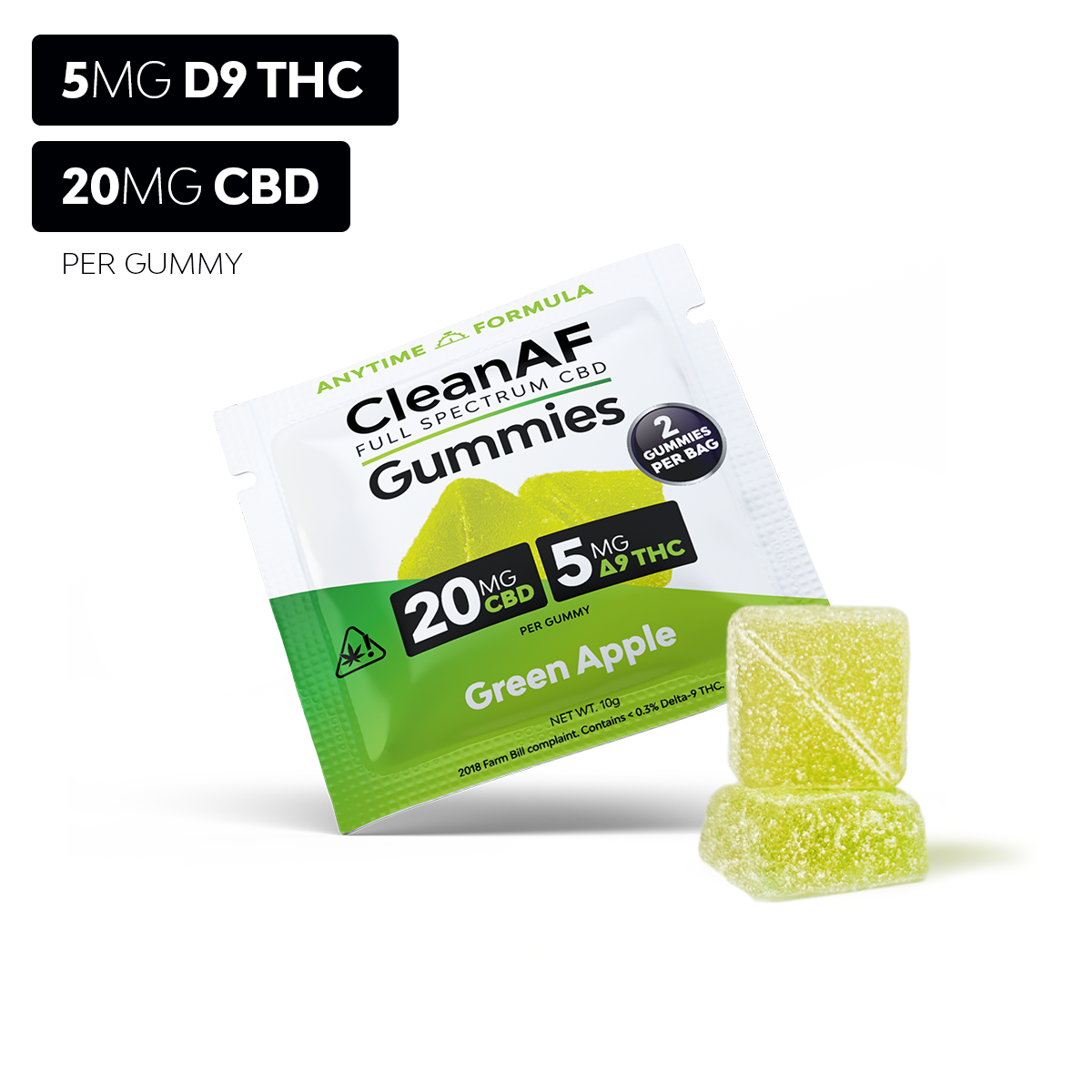 Full Spectrum CBD + THC Gummies - Green Apple