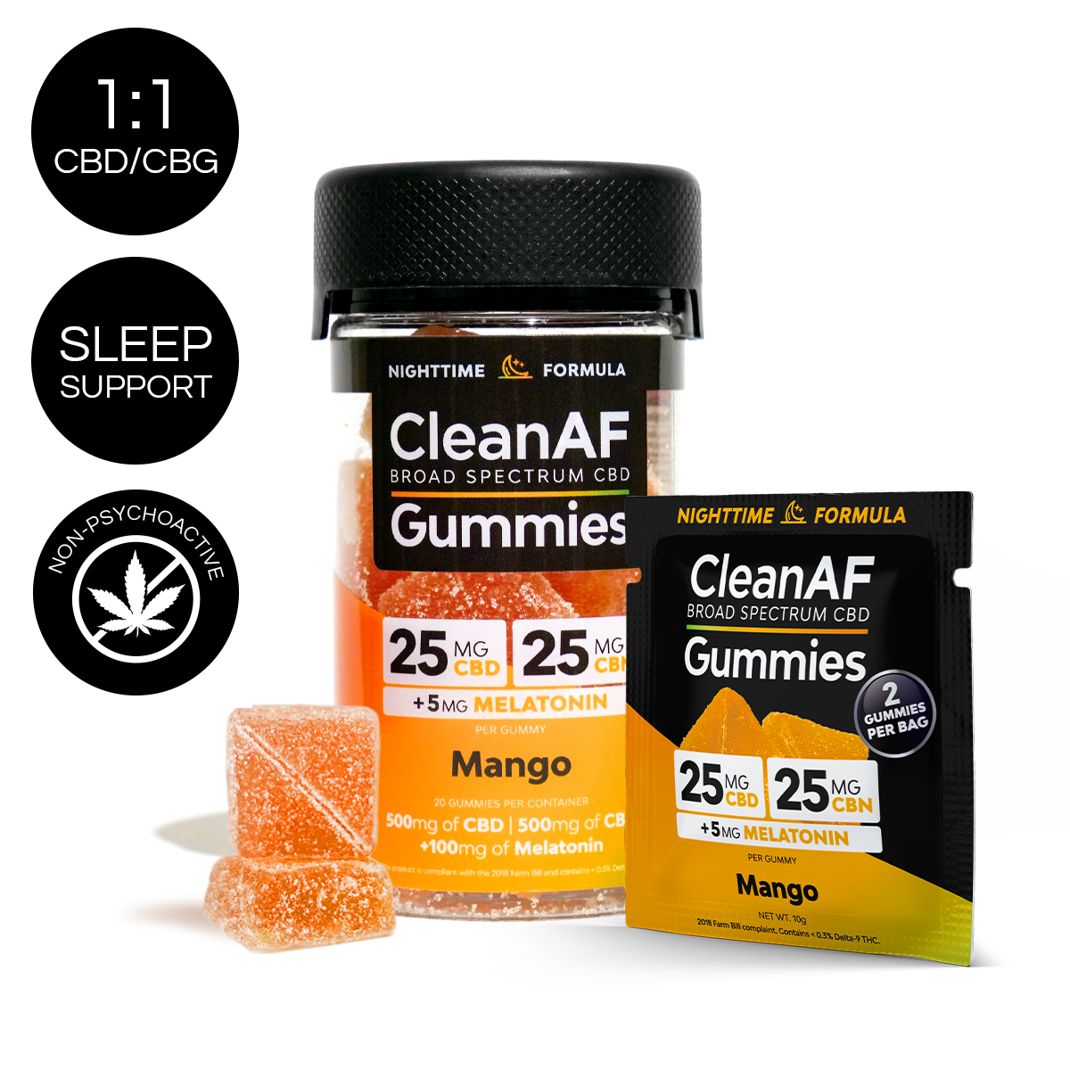 CBD Gummies for Sleep with CBN + Melatonin - Mango