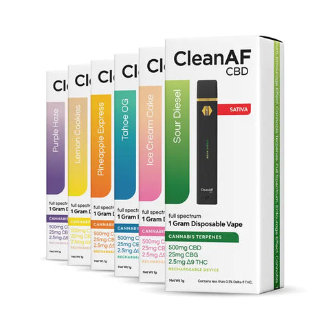 THC Vape Pens - 6pc Variety Pack - Full Spectrum CleanAF CBD THC Vape Pens - 6pc Variety Pack - Full Spectrum CleanAF CBD