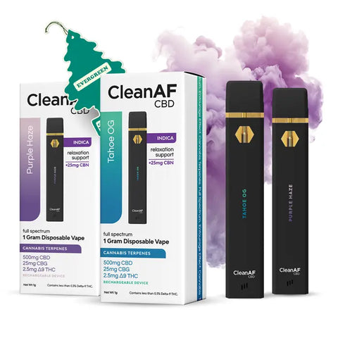 THC Vape Pens - 2pc Indica Variety Pack - Full Spectrum CleanAF CBD THC Vape Pens - 2pc Indica Variety Pack - Full Spectrum CleanAF CBD