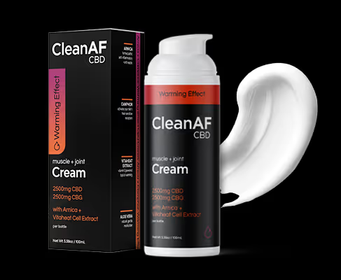 box and bottle of CBD cream with heat for pain relief