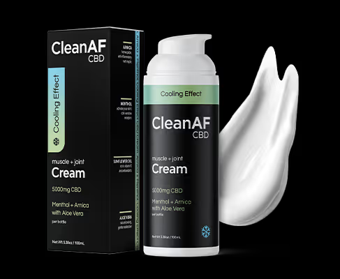 box and bottle of CBD cream with menthol for pain relief